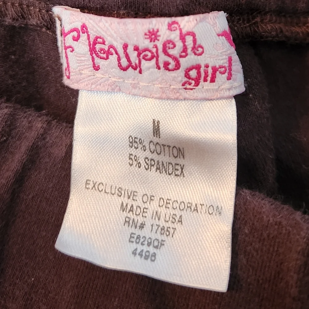 Fleurish Girl Size Medium Kids Leggings Brown Y2K Butterfly Embellished Detail